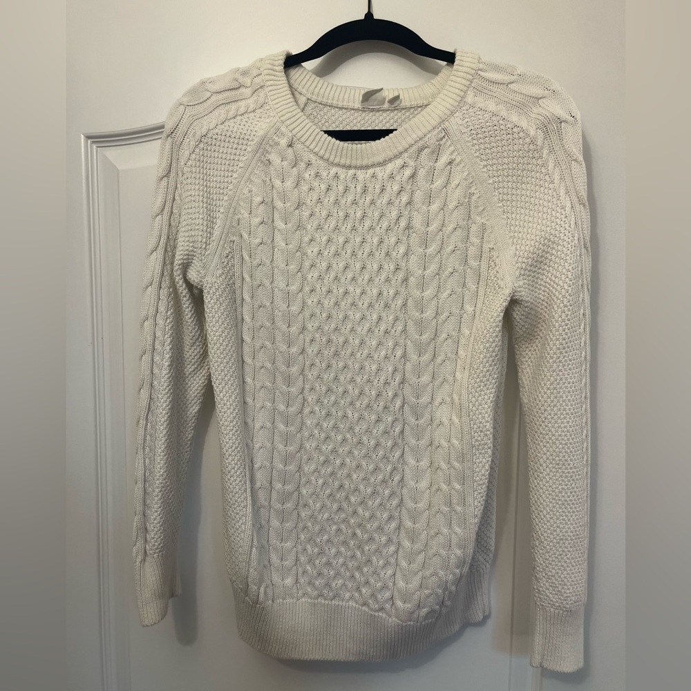 Gap 100% Cotton White Cable Knit Sweater - Size Small